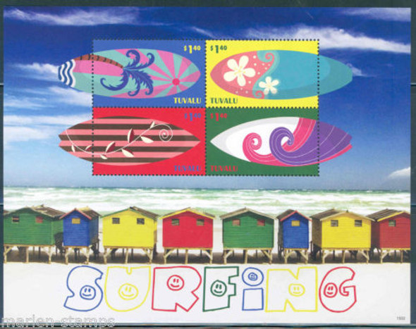 TUVALU (2015)- SURFING SHEETS OF 4v & 2v- HUTS ON BEACH MARGIN! COLORFUL