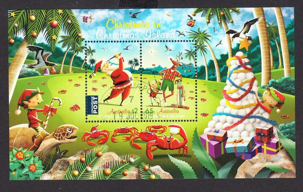 CHRISTMAS ISLAND (2017) Santa Golfing  (Cartoons)  2v & Sheet