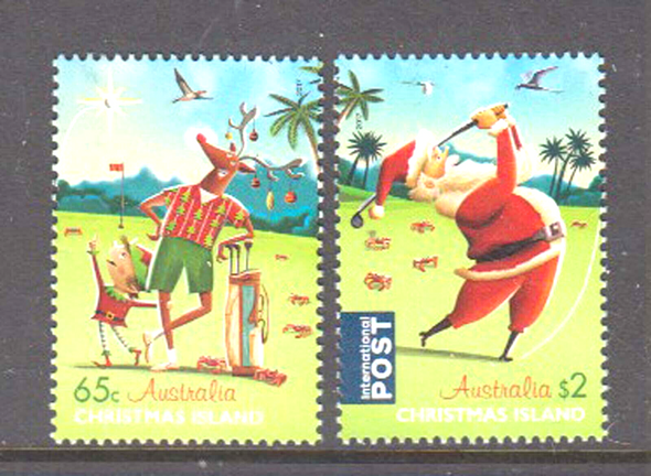 CHRISTMAS ISLAND (2017) Santa Golfing  (Cartoons)  2v & Sheet