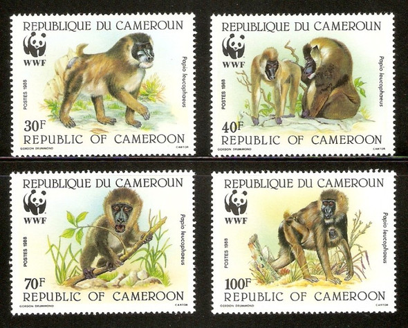 CAMEROON (1988)- MONKEYS (4 VALUES)