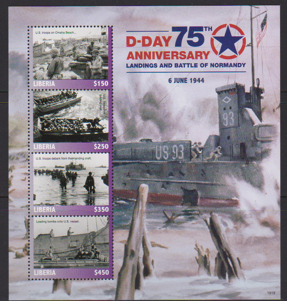 LIBERIA (2019)- WWII D-DAY 75TH ANNIVERSARY SHEET & SOUVENIR SHEET