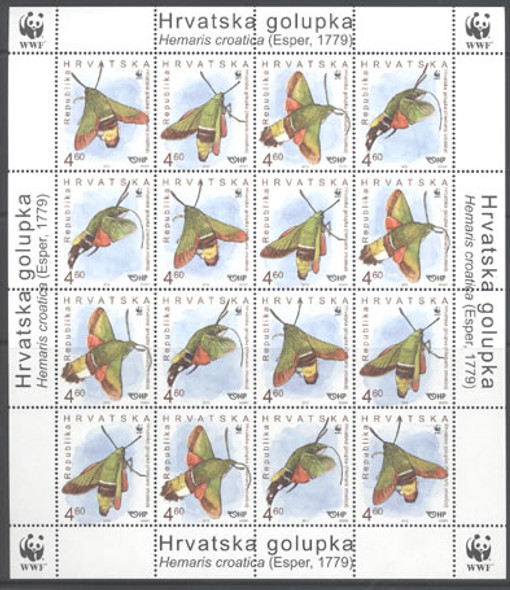 CROATIA (2012) - WWF Moths- mini-sheet of 4 sets