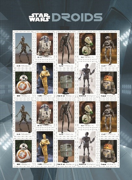 U.S.   (2022)  STAR WARS "DROIDS" SHEET OF 20v- #5582a