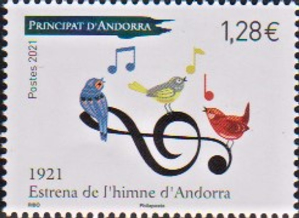 ANDORRA (Fr.) (2021)-  Anthem- Bird & Musical Notes