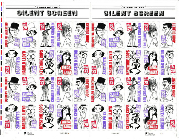 US (1994)- SILENT FILM STARS- Sheet of 40- #2819-28