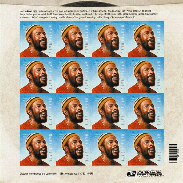 US (2019)- Marvin Gaye (Singer) Sheet of 18 Forever Stamps- #5371
