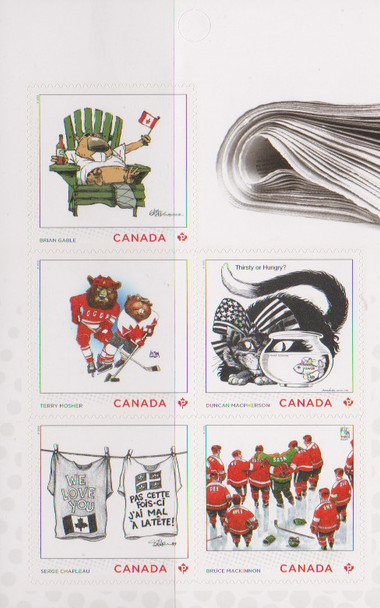 CANADA (2022)- Hockey Editorial Cartoons- booklet stamps (5)