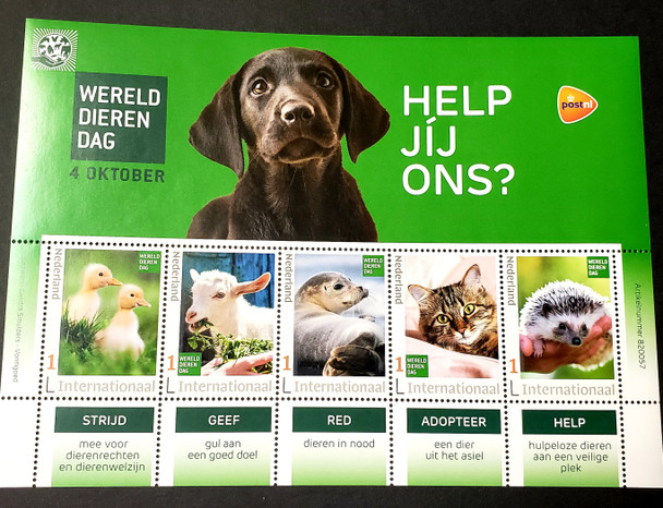 NETHERLANDS (2022) World Animal Day, Dog, Cat,Duck Etc Sheet LAST ONE