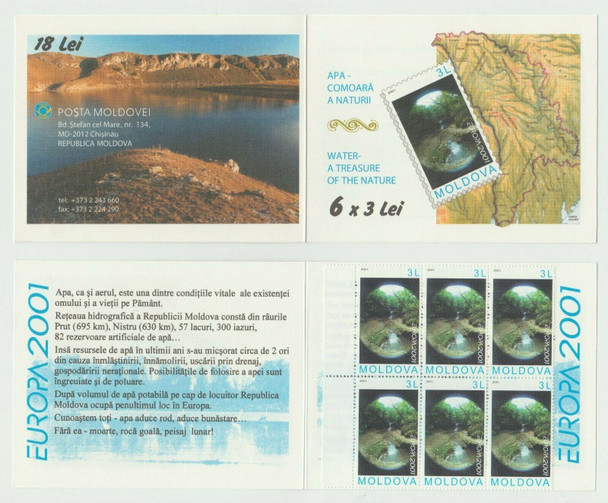 MOLDOVA (2001) EUROPA BOOKLET- Water Conservation- Pane of 10v