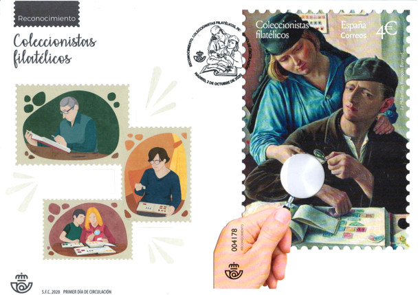 SPAIN (2020)- STAMP COLLECTING FIRST DAY COVER- UNUSUAL W/MAGIFYING GLASS! UNUSUAL!