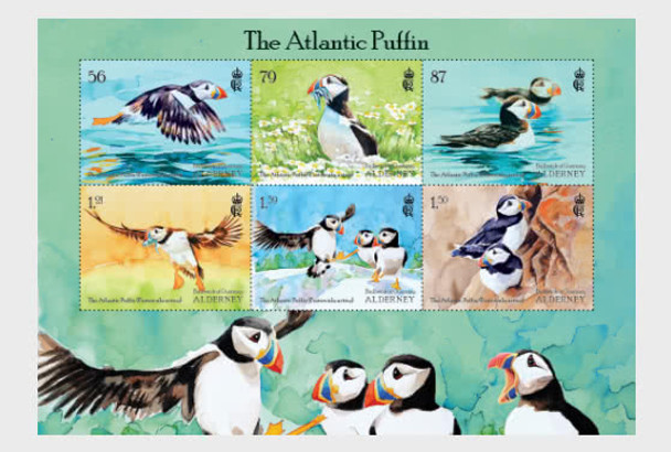 ALDERNEY  (2023)- Atlantic Puffins- 6 values & sheet