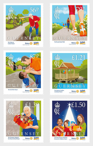 GUERNSEY  (2023)- Rotary Club Centenary- 6v- Medicine, Christmas, etc.
