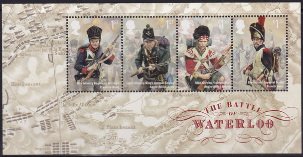 GREAT BRITAIN (2015): Battle of Waterloo- Sheet of 4