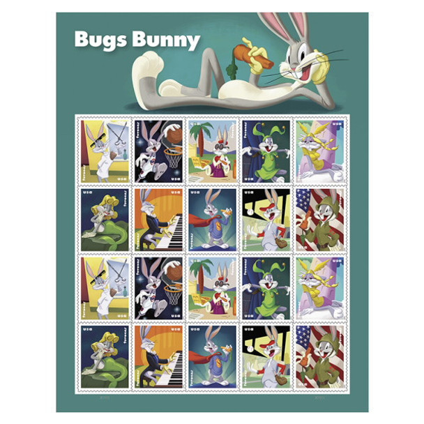 US -- Bugs Bunny Sheets (2)-- (2020) #5494-5503  -Sheet of  Forever Stamps-sold w/  (1997)- Bugs Bunny 37c Sheet of 10