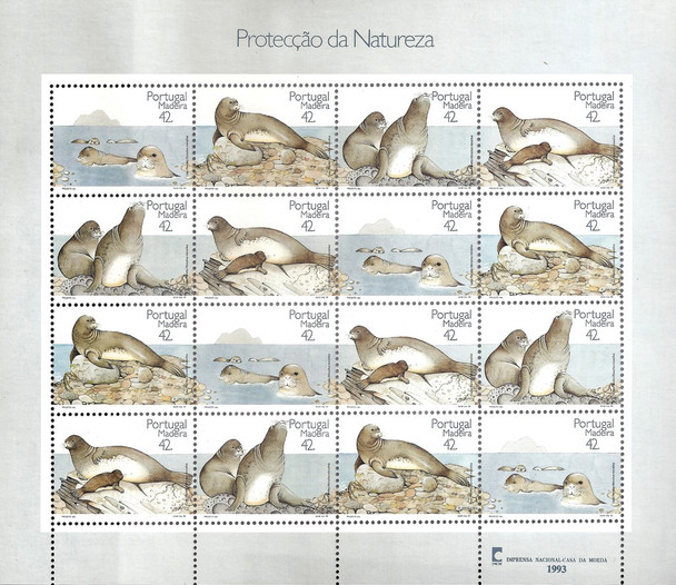 MADIERA (1993)- Nature Protection Monk Seals Sheet of 16v