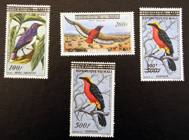 MALI (1960)- BIRDS- 4v WITH OVERPRINTS- SCV=$44.75!