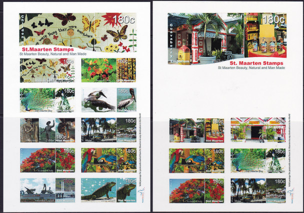 NETHERLANDS ANTILLES: ST MAARTEN (2015)  National Beauty- Sheets of 11 and 7- tourism- flora- fauna (2)