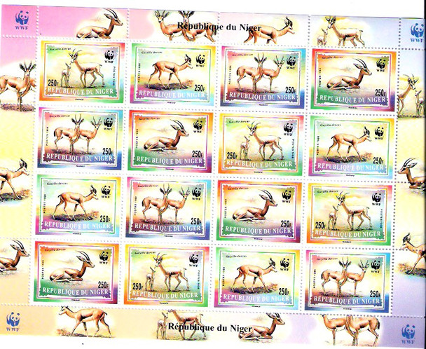 NIGER (1998)- WWF GAZELLES SHEET OF 4 SETS