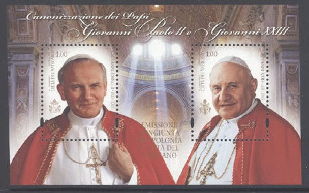 VATICAN (2014) : Popes John Paul and John XXIII Canonization- Sheet of 2 (1)