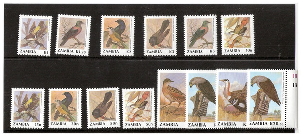 ZAMBIA(1991): Bird Type of 1987- 14 VALUES