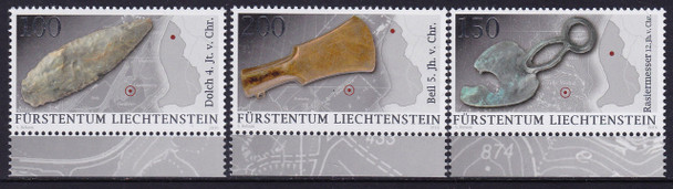 LIECHTENSTEIN- Archaeological Finds- embossed- silver foil (3)