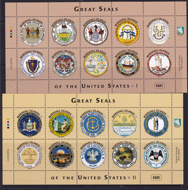 MARSHALL ISLANDS State Seals of US I and II- Sheets of 10 (2)