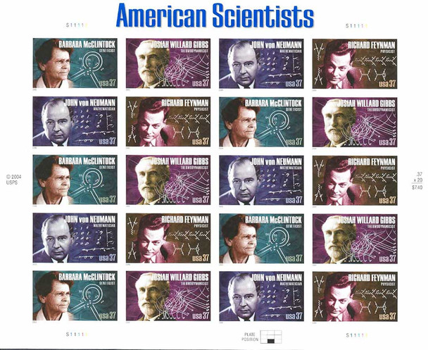 US (2005)- American Scientists- Feyman,Gibbs,etc. #3906-9-Sheet of 20