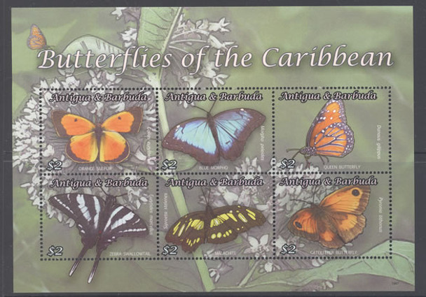 ANTIGUA- Butterflies of the Caribbean- Sheet of 6