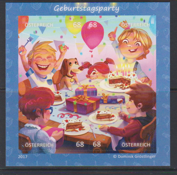 AUSTRIA (2017)- Comic Birthday Stamp Puzzle- self-adhesive - Sheet of 4