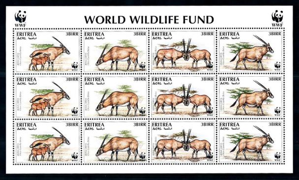 ERITREA  (1996) Endanger Animal Sheet of 3 Sets