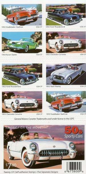 US (2005)- #3935b- SPORTY CARS OF THE 1950'S (BOOKLET)