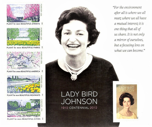 US (2012)- Lady Bird Johnson Centennial Sheet of 6- #4716
