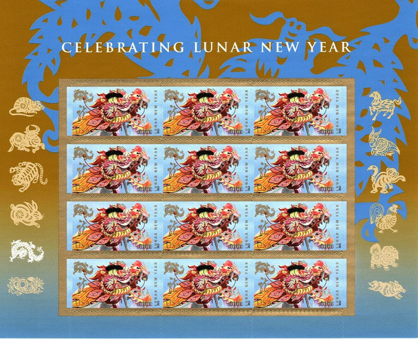 US (2012)- CHINESE NEW YEAR- YEAR OF THE DRAGON SHEET OF 12v