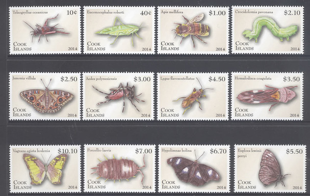 COOK ISLANDS (2014) Entomology II- butterflies- bee- mosquito etc (12)