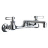 Chicago Faucets 540-LDABPB - Polished Brass, 8-inch Adjustable Wall Mounted Commercial Kitchen Faucet with 6-inch Cast Swing Spout and Lever Handles. This is a classic Chicago Faucets design for for any wall mounted application.