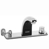Speakman S-8729 - Battery powered lavatory faucet. Above-counter hot/cold mixer with built-in check valves, adjustable temperature limit stop. Solenoid with built-in filter. Batteries and electronics housed above counter. All metal chassis and removable