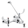 Speakman SC-5814 - Polished chrome plated service sink faucet with brass top brace assembly. 1/4 turn ceramic cartridge. Cast brass body and nozzle with 3/4-inch hose thread and pail hook. Brass vacuum breaker. Through the wall installation on 8-inch cen