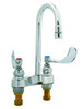 T&S Brass - B-0892-01 - Medical Faucet, Deck Mount, Rigid Gooseneck, Aerator, 4-inch Wrist Action Handles