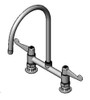 T&S Brass 5F-8DWS09 equip 8" Deck Mount Faucet, Wrist Handles, 9" Swivel GN & 1/2" NPT Supply Nipple Kit