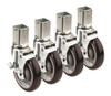 Krowne 1-1/4-inch Square Post Shelving Caster, Locking Wheels, 5-inch Diameter, Set, (4 Pieces per Set)