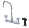 Central Brass 80123-TSA1C2 - Two Handle Cast Brass Kitchen Faucet with Tri-Arc Spout, Cross Handles and Side Spray