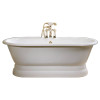Cheviot 2120-BC-8 REGAL Cast Iron Bathtub with Pedestal Base, Biscuit Interior, Custom Colour Exterior, White Feet Tub