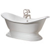 Cheviot 2151-WC-7 REGENCY Cast Iron Bathtub with Pedestal Base, White Interior, Custom Colour Exterior, White Feet Tub