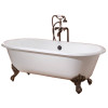Cheviot 2111-BB-PB REGAL Cast Iron Bathtub, Biscuit Interior, Biscuit Exterior, Polished Brass Feet Tub