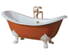 Cheviot 2114-WW-7-CH REGENCY Cast Iron Bathtub with Lion Feet, White Interior, White Exterior, Chrome Feet Tub