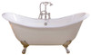 Cheviot 2166-WW-0-PB REGENCY Cast Iron Bathtub, White Interior, White Exterior, Polished Brass Feet Tub