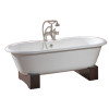 Cheviot 2128-WC-7-DB REGAL Cast Iron Bathtub with Wooden Base, White Interior, Custom Colour Exterior, White Feet Tub