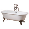 Cheviot 2174-WC-8-BN REGAL Cast Iron Bathtub, White Interior, Custom Colour Exterior, Brushed Nickel Feet Tub