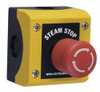 Mr. Steam CU STEAMSTOP Emergency stop switch to electronically shut down the steam generator.  Multiple Steam Stop switches can be used with one steam generator. Water-resistant, IP-69K rating suitable for use inside or outside the steam room.