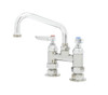 T&S Brass - B-0228 - Double Pantry Faucet, Deck Mount, 4-inch Centers, 6-inch Swing Nozzle (059X)